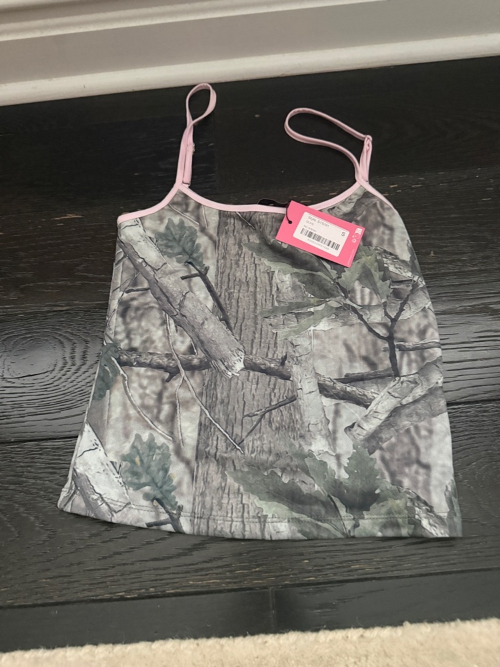 Edikted Pink-Trim Camo Print Camisole